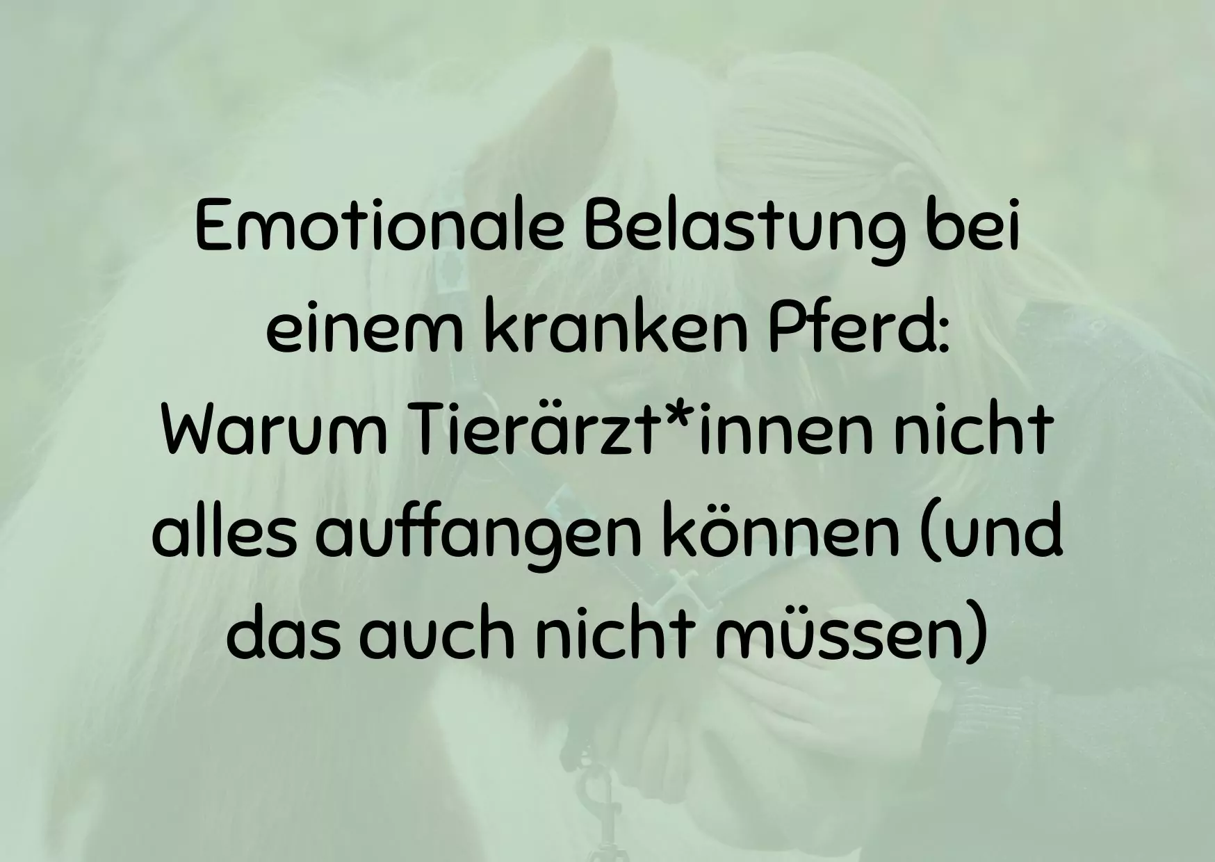 Emotionale Belastung bei einem kranken Pferd: Warum Tierärzt*innen nicht alles auffangen können (und das auch nicht müssen)