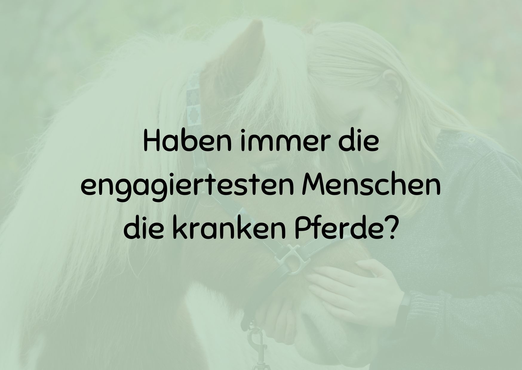 Haben immer die engagiertesten Menschen die kranken Pferde?