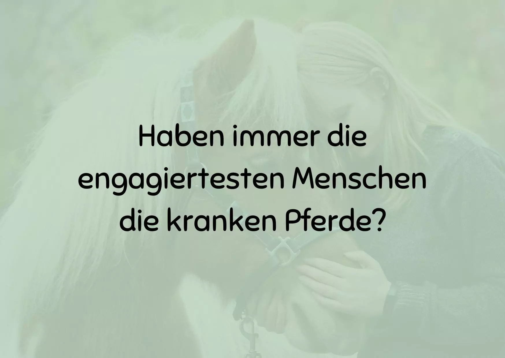Haben immer die engagiertesten Menschen die kranken Pferde?